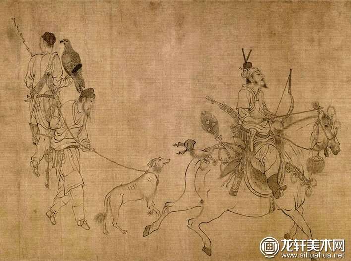 宋代李公麟《西岳降灵图卷》白描人物长卷（第二段）高清大图