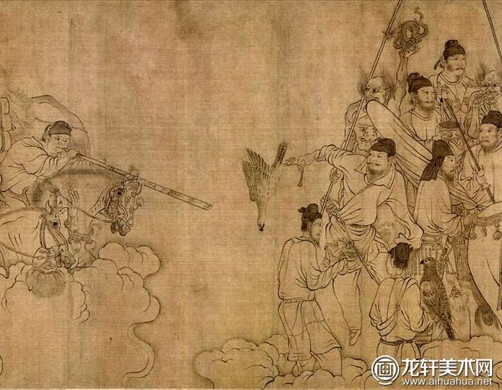 宋代李公麟《西岳降灵图卷》白描人物长卷（第四段）高清大图