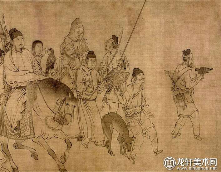 宋代李公麟《西岳降灵图卷》白描人物长卷（第三段）高清大图